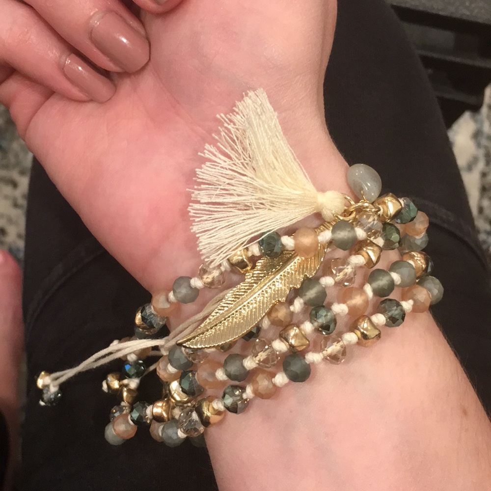 Beaded wrap around and pull bracelet